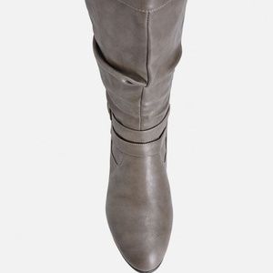 Shoes - Cole Ruched Taupe Grey Extended Calf Boots - 8W Shoes - Cole Ruched Taupe Grey Extended Calf Boots - 8W